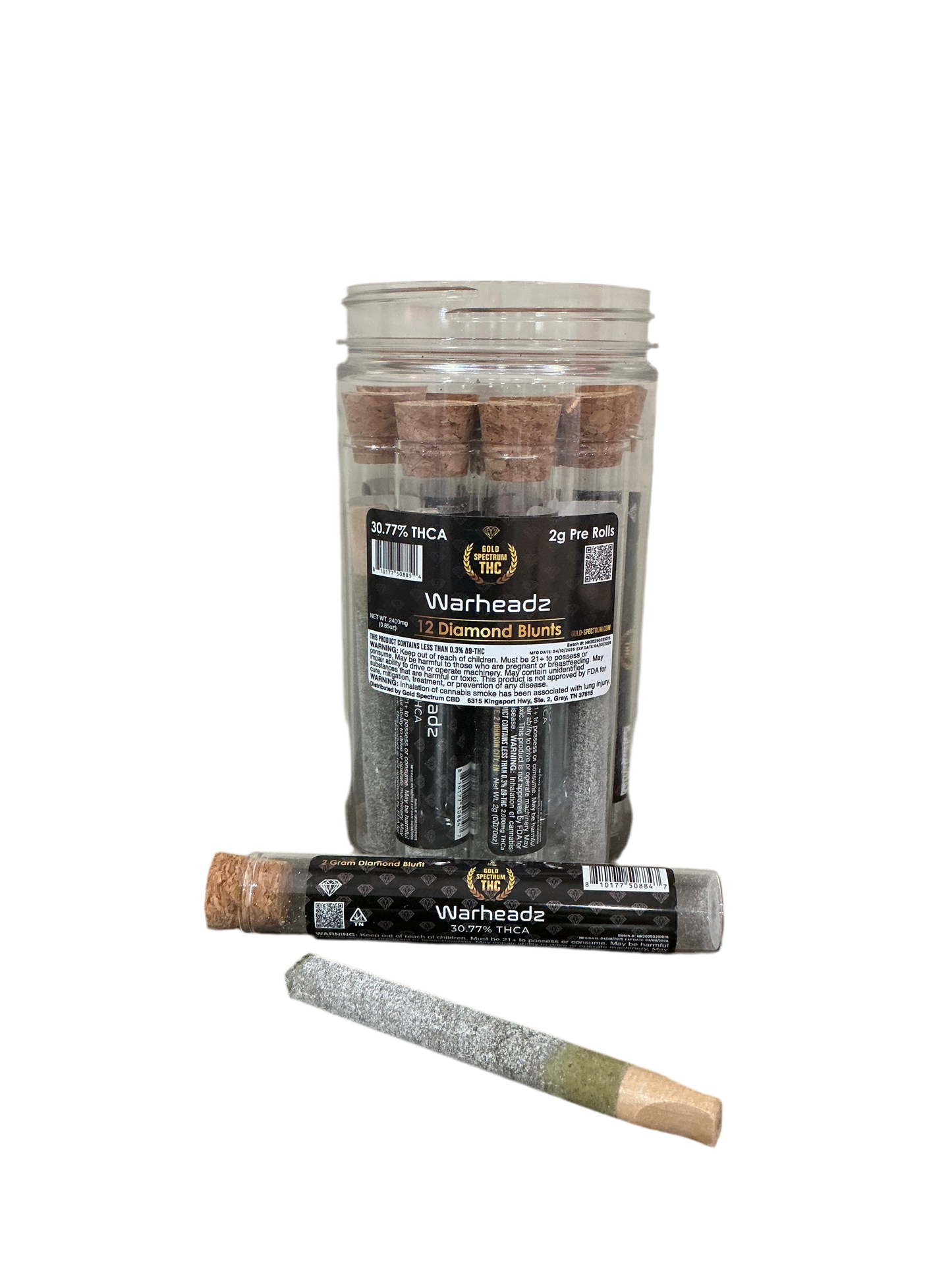 2g - Hemp Pre Roll - Wood Tip - Diamond Coated