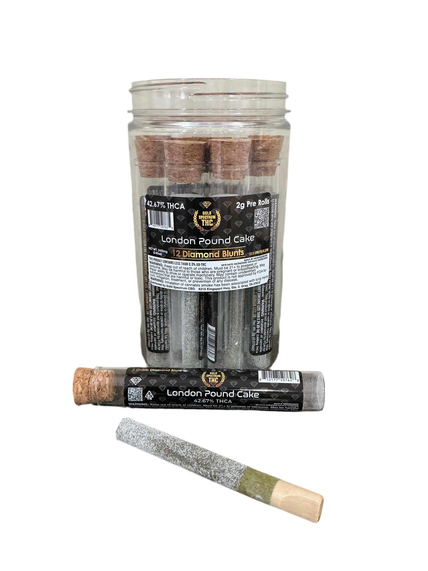2g - Hemp Pre Roll - Wood Tip - Diamond Coated