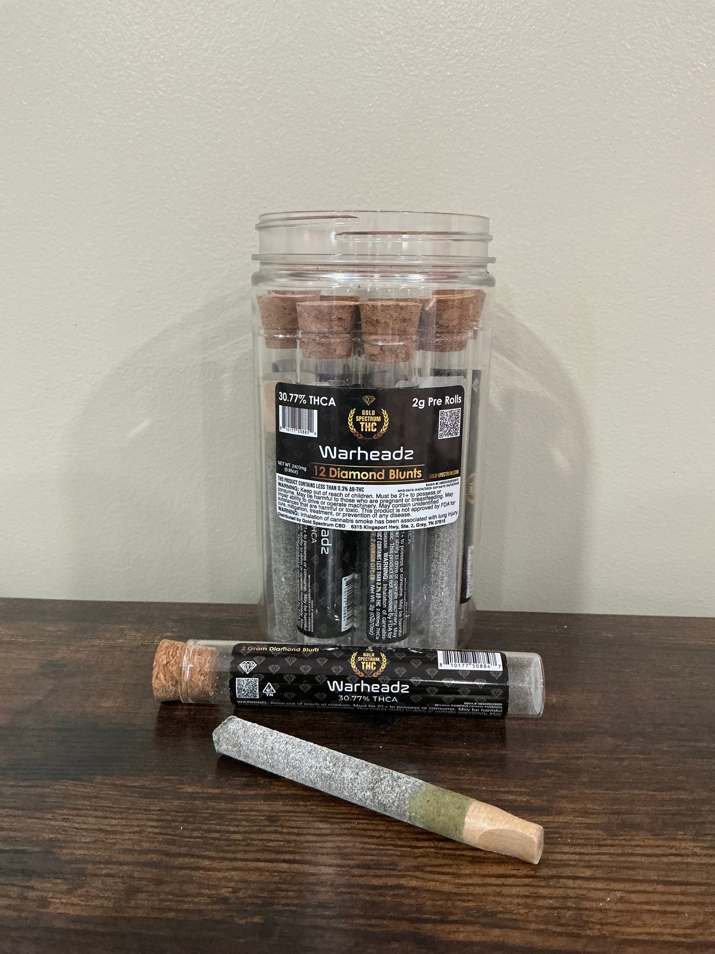 2g - Hemp Pre Roll - Wood Tip - Diamond Coated