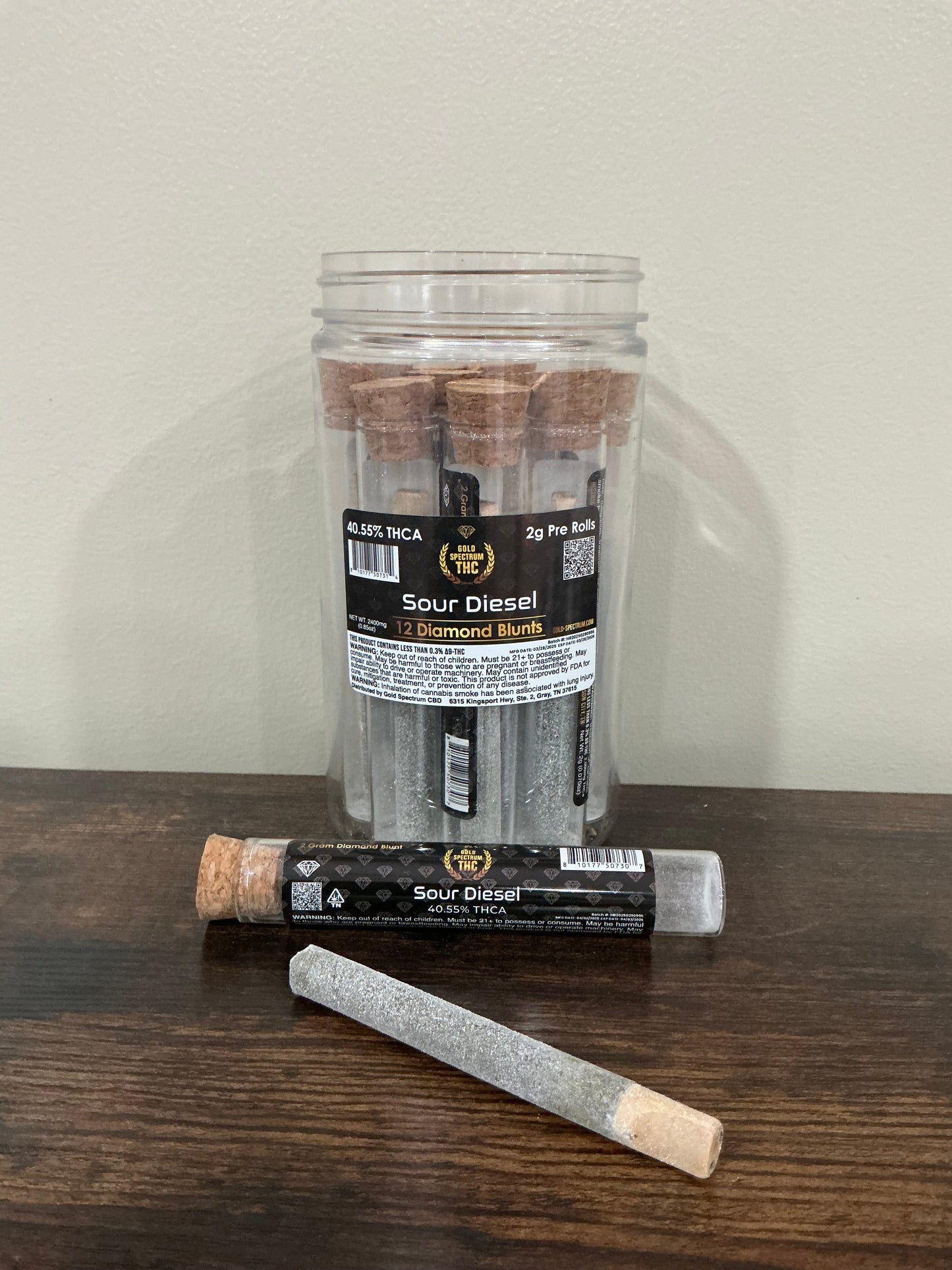 2g - Hemp Pre Roll - Wood Tip - Diamond Coated