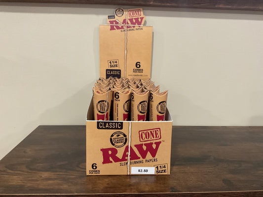 Raw 6 Pack 1 1/4 size cones